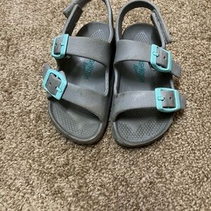 OshKosh B'gosh Gray Sandals with Teal Buckles